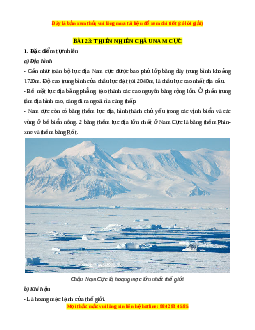 Lý thuyết Địa lý 7 Chân trời sáng tạo Bài 23: Thiên nhiên châu Nam Cực
