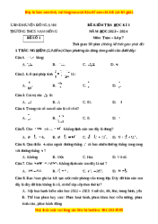Đề thi cuối kì 1 Toán 7 trường THCS Nam Hồng Hà Nội - Đề số 1