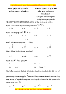 Đề thi giữa kì 1 Toán 7 trường THCS Phú Diễn A - Hà Nội