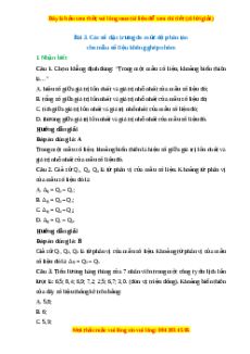 Trắc nghiệm Các số liệu đặc trưng đo mức độ phân tán cho mẫu số liệu không ghép nhóm Toán 10 Cánh diều