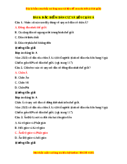 Trắc nghiệm Địa lí 7 Bài 6 Chân trời sáng tạo: Đặc điểm dân cư, xã hội châu Á