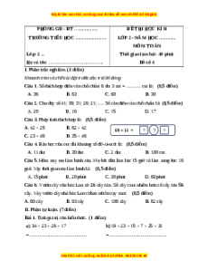 Đề thi cuối kì 1 Toán lớp 2 Chân trời sáng tạo (Đề 4)
