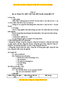Giáo án Ảnh của một vật tạo bởi thấu kính phân tụ Vật lí 9