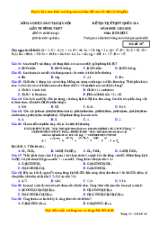 Đề thi thử Hóa học Liên trường Hà Nội năm 2023