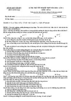 Đề thi thử tốt nghiệp Vật lí 2025 Sở giáo dục Yên Bái - Lần 1