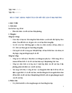 Giáo án Bài 3 Địa lí 9 Chân trời sáng tạo (2024): Thực hành: Phân tích vấn đề việc làm ở địa phương