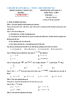 Đề thi giữa kì 1 Toán 9 Chân trời sáng tạo (Đề 7)