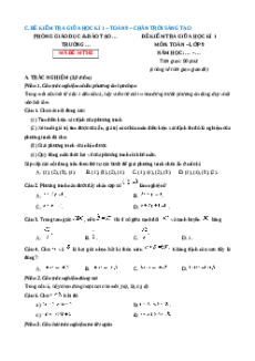 Đề thi giữa kì 1 Toán 9 Chân trời sáng tạo (Đề 7)
