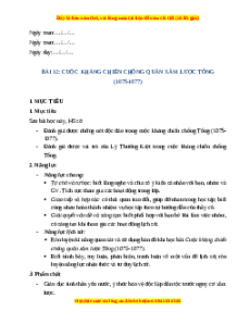 Giáo án Bài 12 Lịch sử 7 Kết nối tri thức (Phiên bản 2): Cuộc kháng chiến chống quân lược Tống (1075 - 1077)