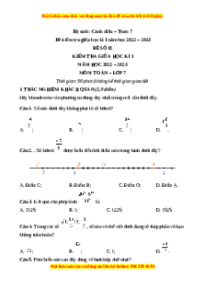 Đề thi giữa kì 1 Toán 7 Cánh diều có đáp án (Đề 2)