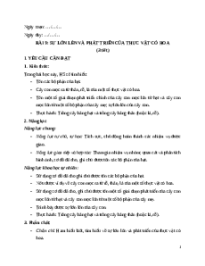 Giáo án Bài 9: Sự lớn lên và phát triển của thực vật có hoa Khoa học lớp 5 Cánh diều