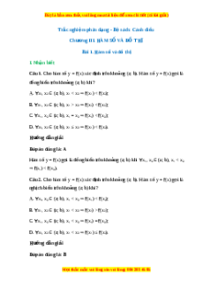Trắc nghiệm Hàm số và đồ thị Toán 10 Cánh diều