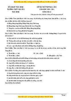 Đề thi thử Địa Lí trường Chuyên Thái Bình lần 2 năm 2021