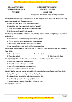 Đề thi thử Địa Lí trường Chuyên Thái Bình lần 2 năm 2021