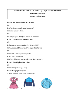 Bộ 3 đề thi khảo sát chất lượng đầu năm Tiếng anh 6 năm 2025 (có đáp án)