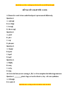 Đề thi cuối kì 2 Tiếng Anh 9 SGD Bắc Giang năm 2023