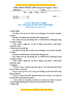 Giáo án Chủ đề Thế giới tự nhiên Bài 4 Mĩ thuật 4 Chân trời sáng tạo: Mô hình khu bảo tồn thiên nhiên