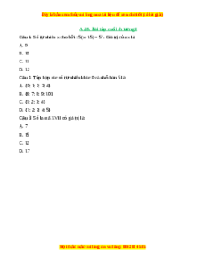 Bài tập trắc nghiệm tổng hợp Chương 1 Toán 6 Cánh diều