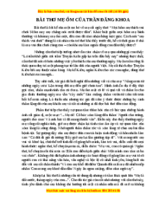 Phiếu bài tập Tuần 1 Bài thơ mẹ ốm của Trần Đăng Khoa Ngữ văn 6