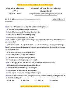 Đề thi thử tốt nghiệp Lịch sử trường THPT Sở GD&ĐT Vĩnh Phúc lần 1 năm 2024