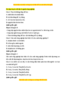 Trắc nghiệm tổng hợp Địa Lí 10 Chương : địa lí ngành công nghiệp Địa lí 10 Cánh diều