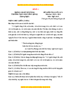 Đề thi giữa kì 1 Ngữ văn 9 - Đề 4