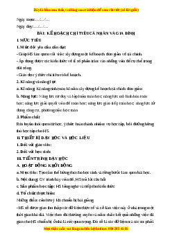 Giáo án Kế hoạch chi tiêu cá nhân và gia đình Toán 6 Kết nối tri thức