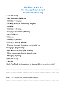 Đề cương ôn tập Cuối kì 1 Công nghệ trồng trọt 10 Kết nối tri thức (có đáp án)