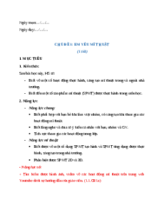 Giáo án Chủ đề 1 Mĩ thuật lớp 3 Kết nối tri thức (năng lực số)