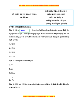 Đề thi giữa kì 2 Vật lí 10 Kết nối tri thức (Đề 2)