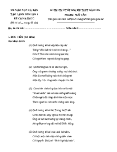 Đề thi thử tốt nghiệp Ngữ Văn Sở GD&ĐT Lạng Sơn năm 2024