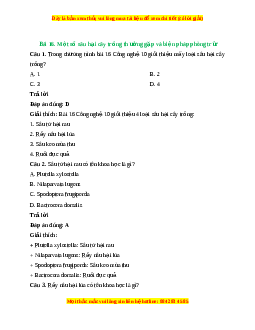 Trắc nghiệm Bài 16: Một số hại cây trồng thường gặp và biện pháp phòng trừ