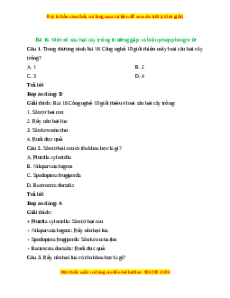 Trắc nghiệm Bài 16: Một số hại cây trồng thường gặp và biện pháp phòng trừ