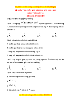 Đề thi cuối học kì 2 Toán 10 Cánh diều có đáp án (Đề 9)