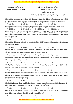 Đề thi thử Hóa Học trường Yên Thế năm 2021