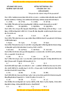 Đề thi thử Hóa Học trường Yên Thế năm 2021