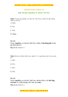 Bộ Trắc nghiệm Địa lí 9 (cả năm) có đáp án