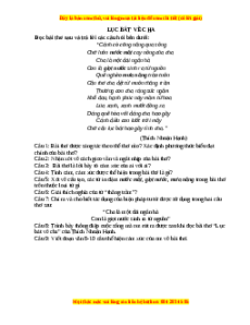 Phiếu bài tập Tuần 6 Lục bát về cha Ngữ văn 6