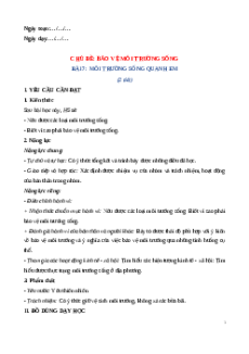 Giáo án Bài 7: Môi trường sống quanh em Đạo đức lớp 5 Chân trời sáng tạo