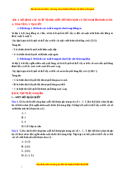 Chuyên đề Mô hình xác suất trong một số trò chơi và thí nghiệm đơn giản Toán 6 Cánh diều