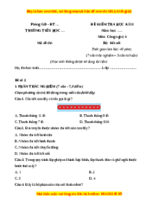 Đề thi cuối kì 2 Công nghệ lớp 4 Kết nối tri thức (Đề 3)
