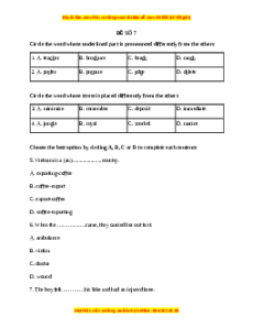 Đề thi giữa kì 1 Tiếng Anh 9 - Đề 7