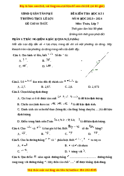 Đề thi cuối kì 1 Toán 7 trường THCS Lê Lợi TP Hồ Chí Minh