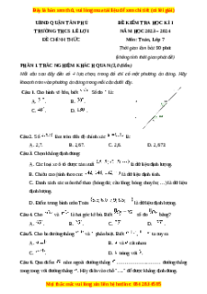 Đề thi cuối kì 1 Toán 7 trường THCS Lê Lợi TP Hồ Chí Minh