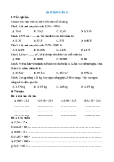 Bài tập cuối tuần Toán 5 Tuần 12 (có lời giải)