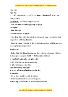 Giáo án Thứ tự trong tập hợp số nguyên Toán 6 Chân trời sáng tạo