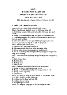 Đề thi giữa kì 1 Tin học 9 Chân trời sáng tạo (Đề 1)