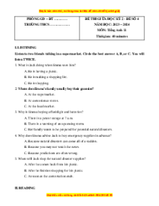 Đề thi giữa kì 2 Tiếng Anh 11 Global success (Đề 4 kèm file nghe)