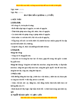 Giáo án Bài tập cuối chương 2 Toán 6 Cánh diều