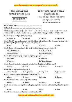 Đề thi thử Hóa Học trường Bình Giang lần 1 năm 2021